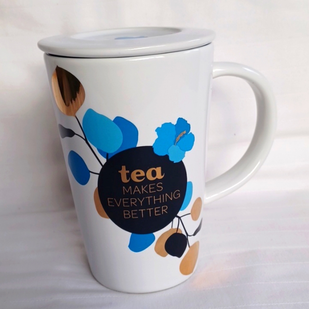 David's Tea "Tea Makes Everything Better" Covered Ceramic Mug